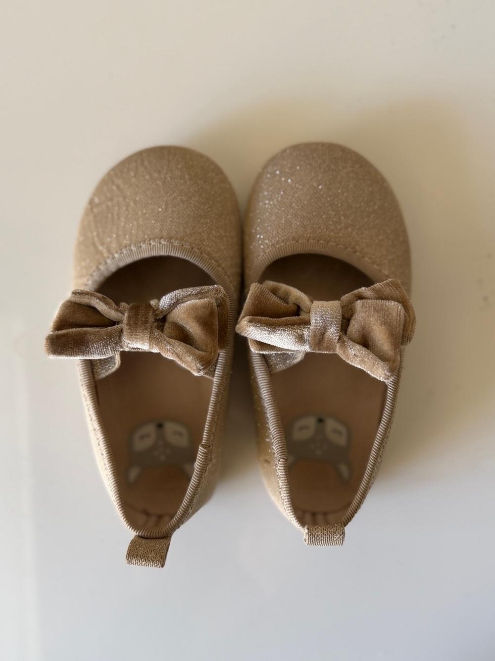 Baby/Toddler Girls Glitter Bow Ballet Flats - Size 5